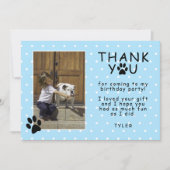 Carte Bleu mignon Empreinte de patte Anniversaire Merci  (Devant)