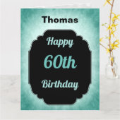 Carte bleu moderne ajouter le nom 60e anniversaire (Fleur jaune)