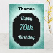 Carte bleu moderne ajouter le nom 70e anniversaire (Fleur jaune)
