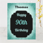 Carte bleu moderne ajouter le nom 90e anniversaire (Fleur jaune)