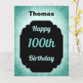 Carte bleu moderne ajouter nom 100e anniversaire (Fleur jaune)