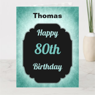 Carte bleu moderne ajouter nom 80e anniversaire