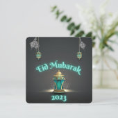 Carte bleu moderne Eid Moubarak (Debout devant)