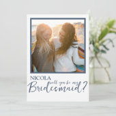 Carte Bleu Moderne Et Blanc Serez-Vous Ma Femme D'Accuei (Debout devant)