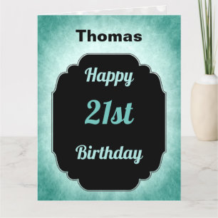Carte bleu moderne et noir masculin 21e anniversaire