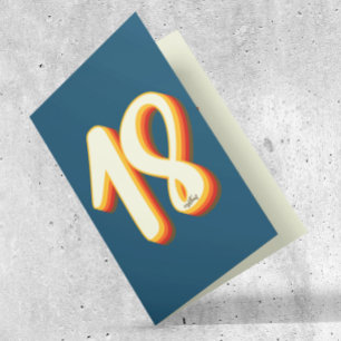 Carte Bleu Moderne Rétro Super dix-huit 18e anniversaire