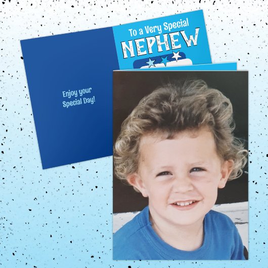 Carte Bleu neveu spécial photo anniversaire