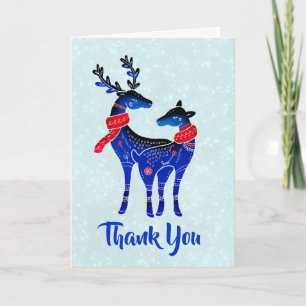 Carte Bleu Nordic Reindeer Pair Merci