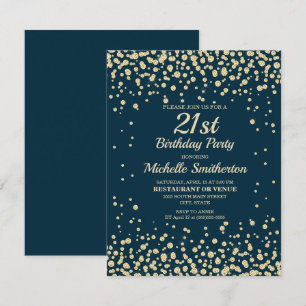 Carte Bleu Nuit Or Diamant Paillettes Femmes 21e Anniver