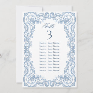 Carte Bleu Ornate Grace Victorian Siège Carte Cart