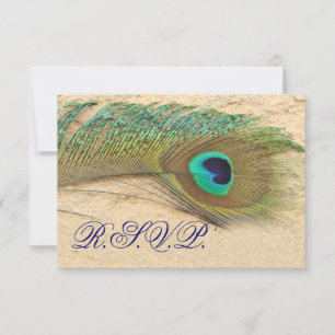 carte bleu paon rsvp standard 3,5 x 5