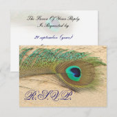 carte bleu paon rsvp standard 3,5 x 5 (Devant / Derrière)