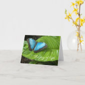 Carte Bleu Papillon Morpho (Fleur jaune)