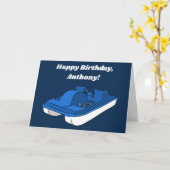 Carte Bleu Pedal Boat Message personnalisé Anniversaire (Fleur jaune)