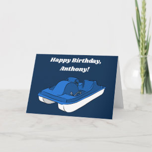 Carte Bleu Pedal Boat Message personnalisé Anniversaire