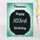 Carte Bleu personnalisé Joyeux 103e anniversaire (Fleur jaune)