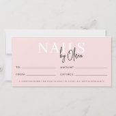 Carte Bleu Pink Nail Salon Logo Certificats cadeaux (Dos)
