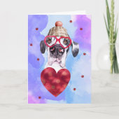 Carte Bleu pourpre Grand Danse Saint Valentin Chien cade (Devant)
