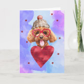 Carte Bleu pourpre Poodle Saint Valentin Chien cadeau (Devant)