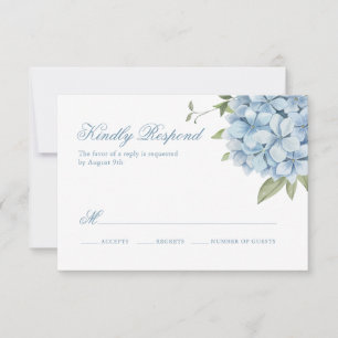Carte Bleu Poussiéreux Carton de Réponse à Crête Florale