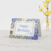 Carte Bleu Quilt d'anniversaire avec Aiguille (Fleur jaune)