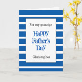 Carte Bleu rayé Bonne Fête des pères grand-père (Fleur jaune)