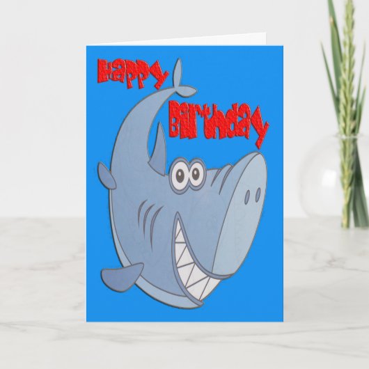 Carte Bleu requin Joyeux anniversaire (Devant)