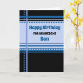 Carte Bleu Retro Son anniversaire (Fleur jaune)