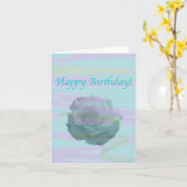 Carte Bleu rose avec grande fleur de rose (Fleur jaune)