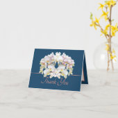 Carte Bleu rose blanc Orchidées Chic Bouquet Merci (Fleur jaune)