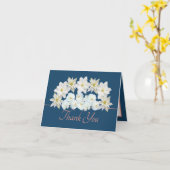 Carte Bleu rose Joli blanc Fleurs Merci (Fleur jaune)