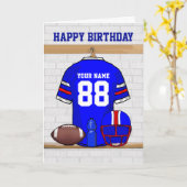 Carte Bleu Rouge Blanc Football Jersey Joyeux anniversai (Fleur jaune)