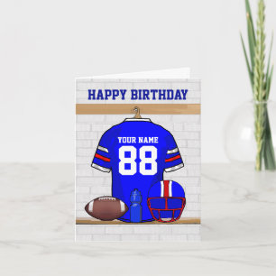 Carte Bleu Rouge Blanc Football Jersey Joyeux anniversai