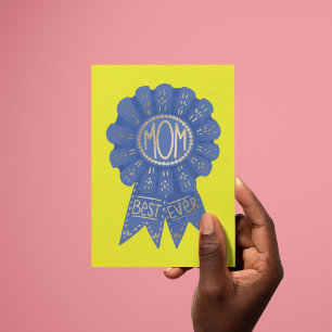 Carte Bleu Ruban Meilleur jamais Maman Fête des mères