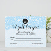 Carte bleu scintille ajouter logo nom de texte un certif (Debout devant)