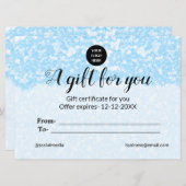 Carte bleu scintille ajouter logo nom de texte un certif (Devant / Derrière)