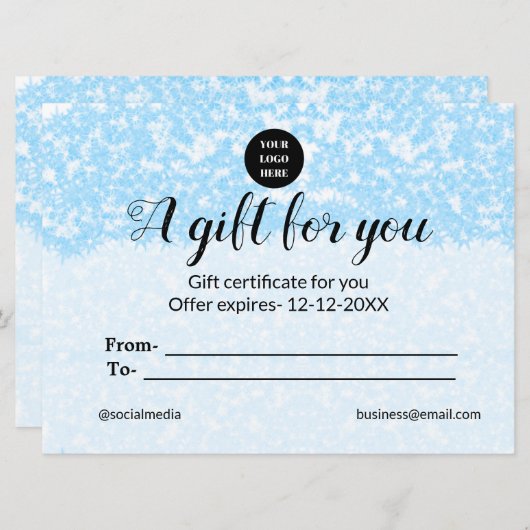 Carte bleu scintille ajouter logo nom de texte un certif (Devant / Derrière)