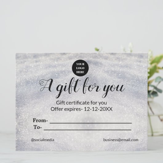 Carte bleu scintille ajouter logo nom de texte un certif (Debout devant)