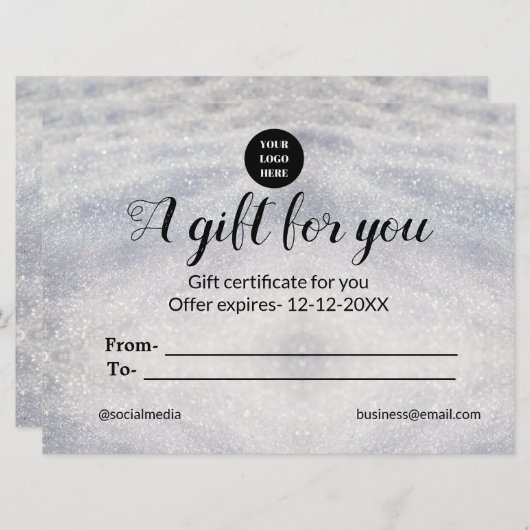 Carte bleu scintille ajouter logo nom de texte un certif (Devant / Derrière)