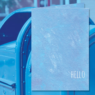 Carte Bleu simple Hello Blanc moderne
