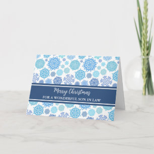 Carte Bleu Snowflakes Son en droit Joyeux Noël