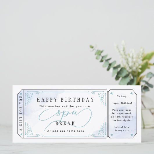 Carte Bleu Spa Pause cadeau d'anniversaire (Debout devant)