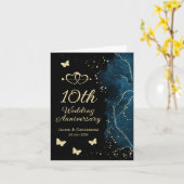 Carte Bleu Splash Gold Parties scintillant papillons Ann (Fleur jaune)
