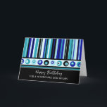 Carte Bleu Stripes Son en droit Anniversaire<br><div class="desc">Carte d'anniversaire pour gendre en droit avec bandes bleues motif et verset réfléchi.</div>