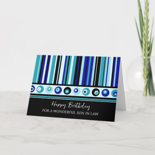 Carte Bleu Stripes Son en droit Anniversaire (Devant)