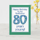 Carte Bleu, Vert, Blanc 80e anniversaire Parrain (Fleur jaune)