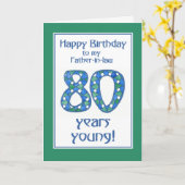 Carte Bleu, Vert, Blanc 80e anniversaire pour beau-père (Fleur jaune)