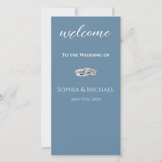 Carte Bleu vert et Blancs-Mariages-Programme- (Devant)