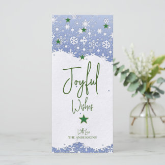 Carte Bleu/vert forêt Joyful Wish | Christmas Flat Car