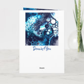 Carte Bleu Vert Marbre Art Joyeux Anniversaire Père (Dos)